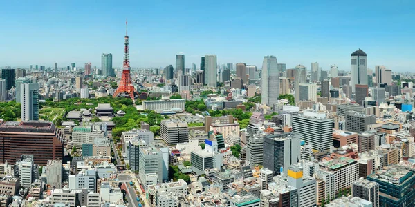 日本东京塔楼和城市天际线顶楼景观 — 图库照片