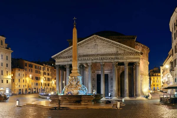 Panteón Con Vista Nocturna Calle Uno Los Edificios Romanos Antiguos — Foto de Stock