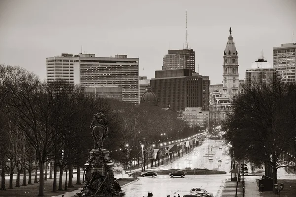 George Washington Staty Och Gata Philadelphia — Stockfoto