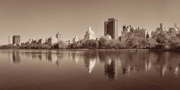 Central Park Manhattan Lato Est Lusso Edificio Panorama Sul Lago — Foto Stock