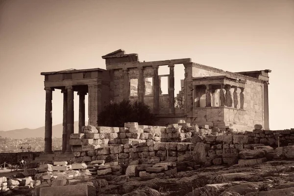 Ιστορικά Ερείπια Του Ερεχθείου Ναού Στην Αθήνα — Φωτογραφία Αρχείου