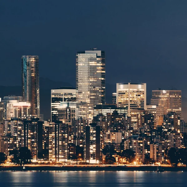 Vancouver Város Városképe Éjjel — Stock Fotó