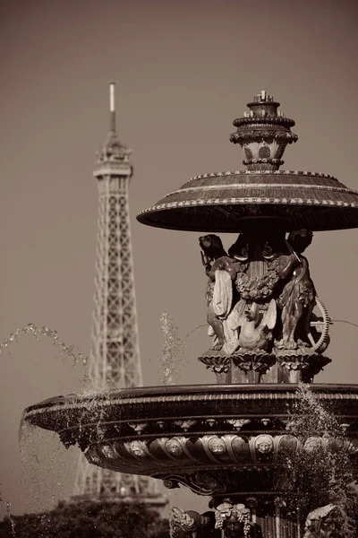 Fontänen Och Eiffeltornet Närbild Paris — Stockfoto