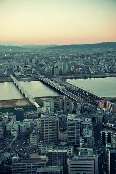 Osaka Stedelijke Stad Uitzicht Het Dak Japan — Stockfoto