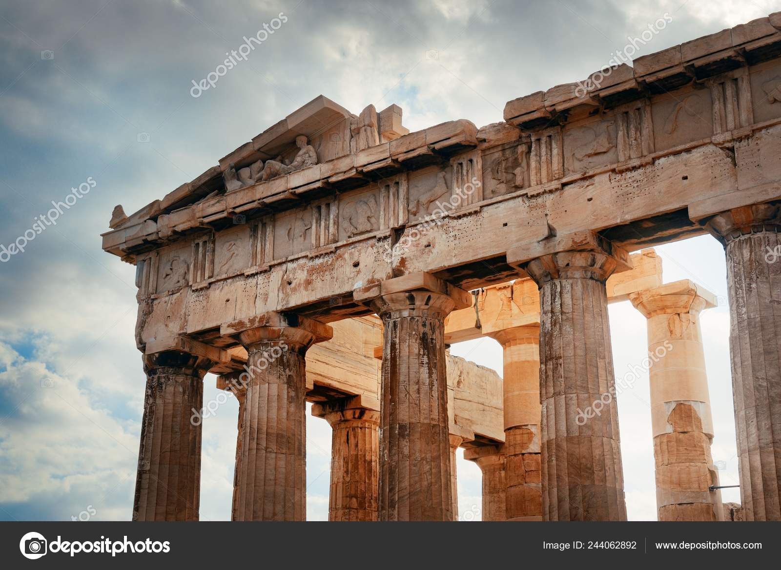 Primer Plano Del Templo Partenón Acrópolis Atenas Grecia fotografía de