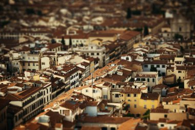 Eski binaların Floransa İtalya tilt-shift etkisi çatılar