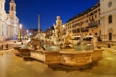 İtalya, Roma Piazza Navona 'da Fontana del Moro