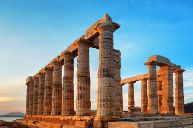 Atina, Yunanistan yakınlarındaki Poseidon Tapınağı.
