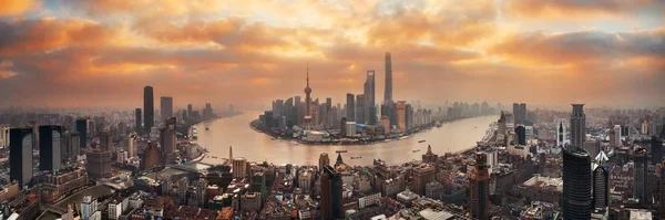 Shanghai Vue Aérienne Ville Avec Quartier Des Affaires Pudong Skyline — Photo