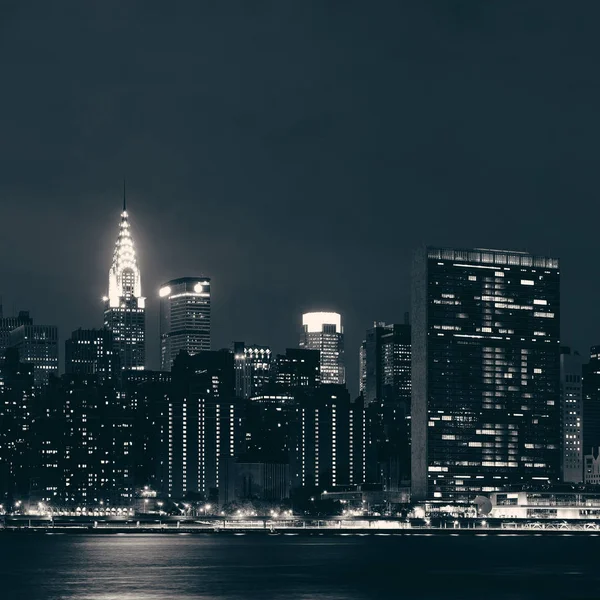 Midtown Manhattan Skyline Vid Skymningen Panorama Över East River — Stockfoto