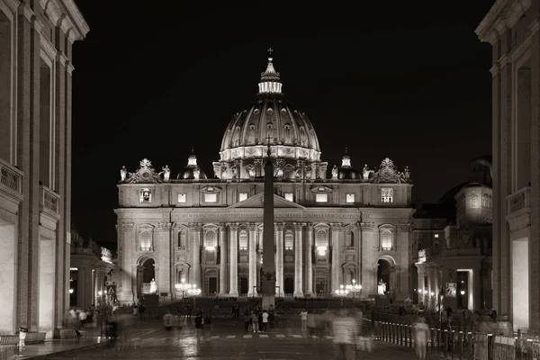 Città Del Vaticano Basilica San Pietro Notte — Foto Stock