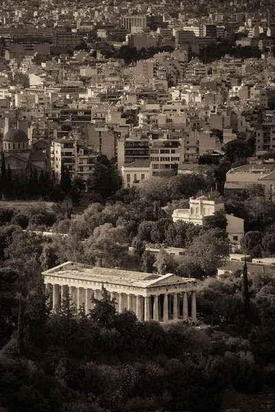 希腊雅典赫菲斯图斯神殿 从山顶俯瞰 — 图库照片
