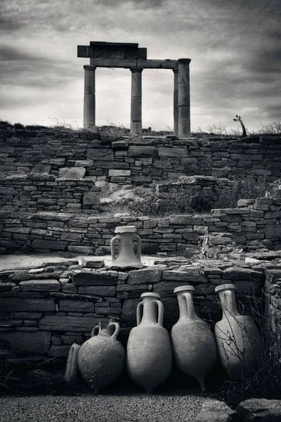 Historische Ruinen Auf Der Insel Delos Bei Mikonos Griechenland — Stockfoto