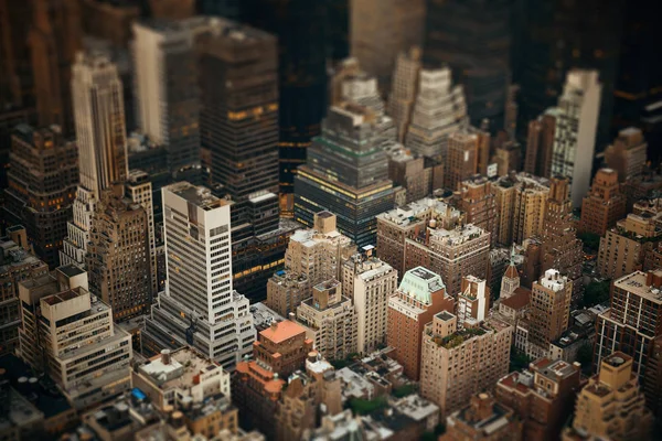 Edificios Rascacielos Midtown Vista Azotea Tilt Shift Ciudad Nueva York — Foto de Stock