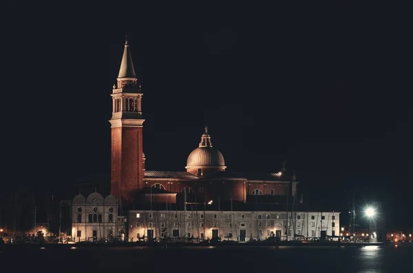 San Giorgio Maggiore Kerk Nachts Venetië Italië — Stockfoto