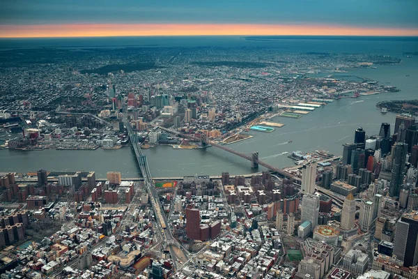 New York City Manhattan Luftaufnahme Mit East River Und Brücken — Stockfoto