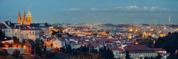 Château Prague Avec Cathédrale Saint Vitus République Tchèque Nuit — Photo