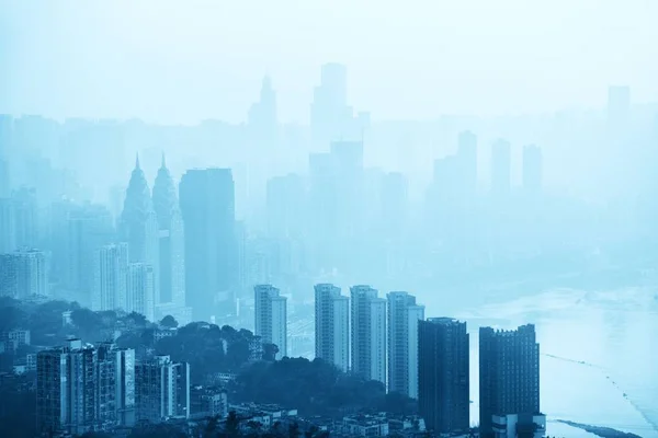 Chongqing Arquitetura Urbana Skyline Cidade Nevoeiro China — Fotografia de Stock