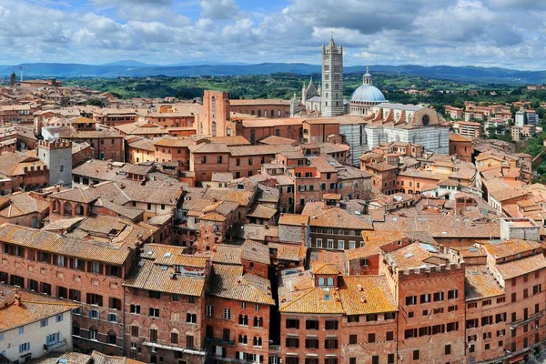 Medeltida Staden Siena Takutsikt Med Historiska Byggnader Italien — Stockfoto