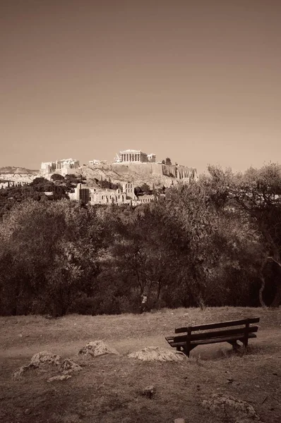 Acropolis Historische Ruïnes Top Van Berg Bank Athene Griekenland — Stockfoto