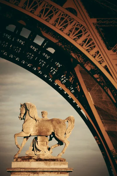 Eiffelova Věž Detailní Záběr Socha Paříži Francie — Stock fotografie