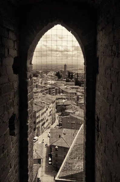 Windown Vista Dal Municipio Campanile Nel Centro Storico Medievale Siena — Foto Stock