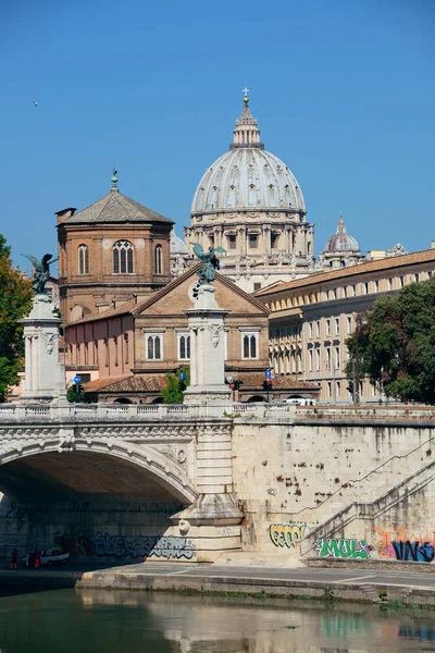 Rio Tibre Basílica São Pedro Cidade Vaticano — Fotografia de Stock