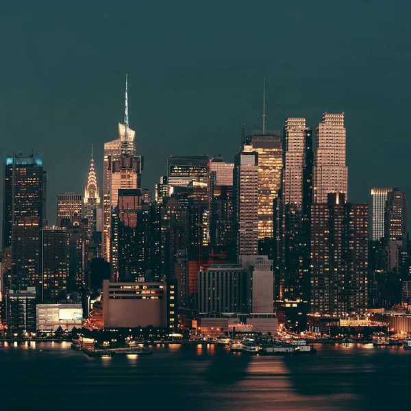 Midtown Manhattan Skyline Skymningen Med Gatan Över Hudson River — Stockfoto