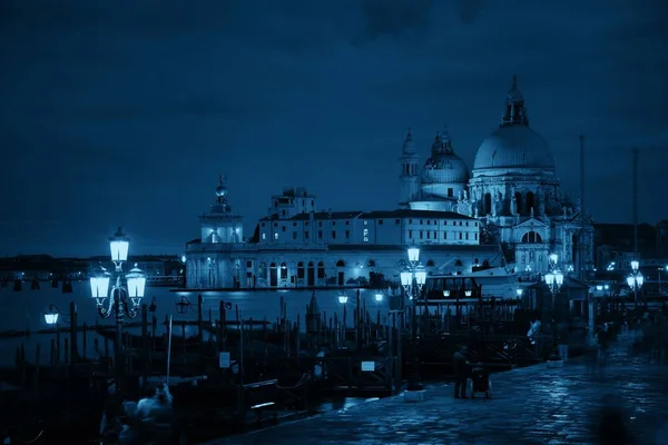 Venedig Bei Nacht Mit Der Kirche Santa Maria Della Salute — Stockfoto