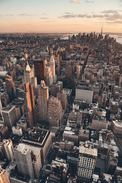 纽约市中心日落 天际线尽收眼底 — 图库照片