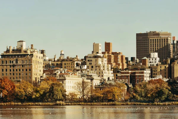 Central Park Manhattan East Side Luxe Gebouw Boven Meer Herfst — Stockfoto
