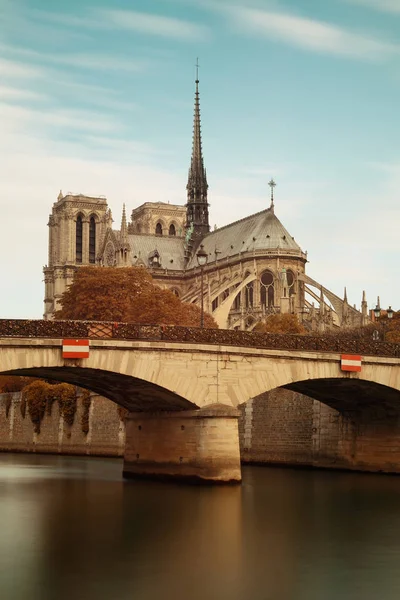 Sena Del Río París Con Catedral Puente Notre Dame Francia — Foto de Stock