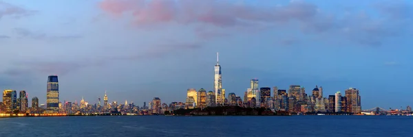 New York City Skyline Panorama Pusat Kota Pada Jam Biru — Stok Foto