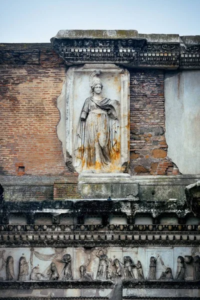 stock image Rome Forum with ruins of historical buildings and statues. Italy.