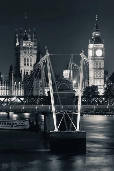 Westminster Palace Und Brücke Über Die Themse London Bei Nacht — Stockfoto