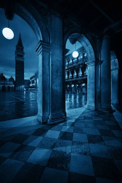 Előszoba Éjszakai Kilátás Piazza San Marco Velence Olaszország — Stock Fotó