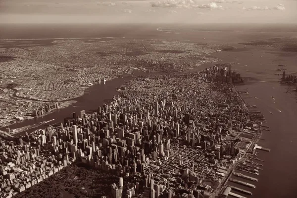 Luchtfoto Van New York City Monochroom — Stockfoto