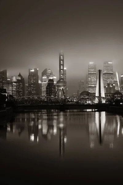 Shanghai City Night View Skyscrapers Water Reflections China — Stock Photo, Image