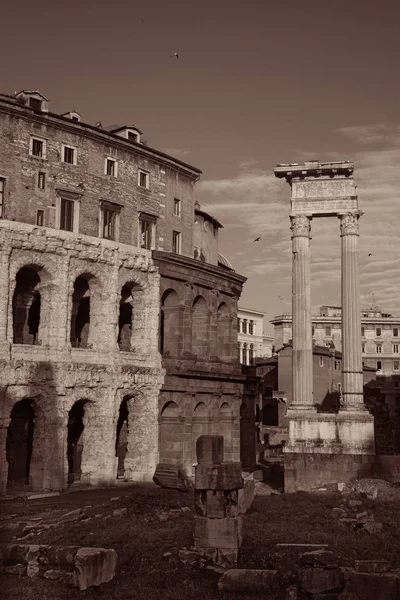 Teatro Marcello Com Ruínas Históricas Noite Roma Itália — Fotografia de Stock