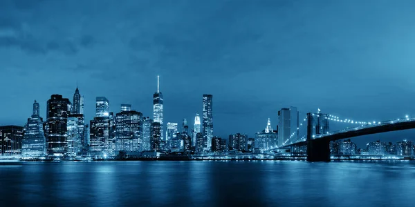 Manhattan Şehir Merkezi Şehir Manzarası Brooklyn Köprüsü — Stok fotoğraf