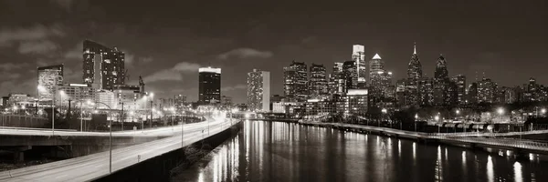 Skyline Filadelfia Notte Con Architettura Urbana — Foto Stock