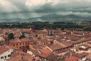 Lucca kasabasının çatısı İtalya 'da görünüyor..