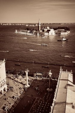 Piazza San Marco ve San Giorgio Maggiore adası Venedik, İtalya.