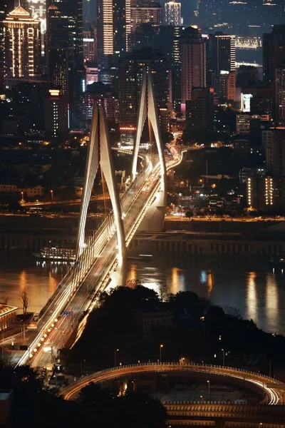 Chongqing köprü gece — Stok fotoğraf