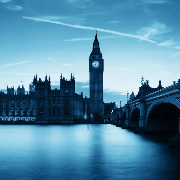 Big Ben House Parliament Londýně Soumraku Panorama — Stock fotografie