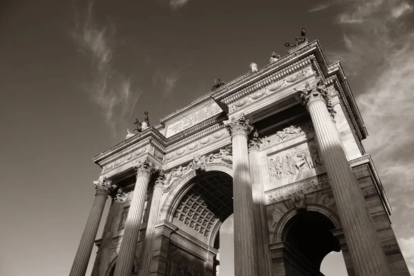 Närbild Arch Peace Eller Arco Della Pace Italienska Milano Italien — Stockfoto