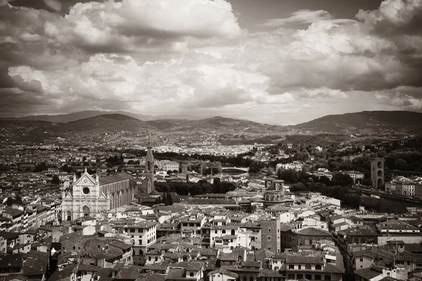 Floransa Şehir Silueti Talya Çatı Manzarası Siyah Beyaz — Stok fotoğraf