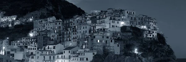 Panoramisch Uitzicht Gebouwen Italiaanse Stijl Boven Klif Manarola Cinque Terre — Stockfoto