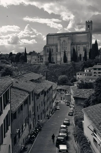 Středověké Město Siena Panorama Bazilikou San Domenico Itálii — Stock fotografie