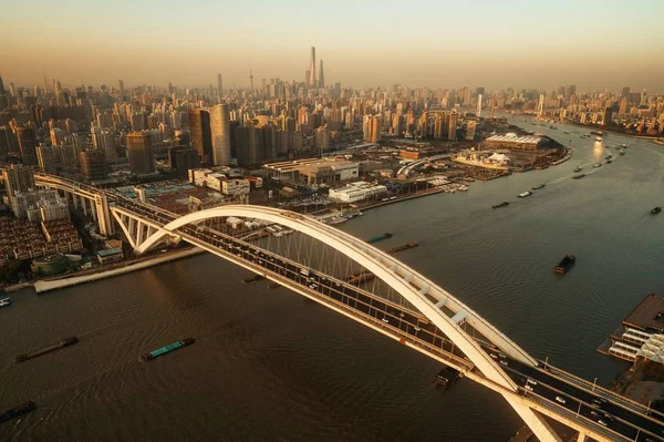 Shanghai Lupu Bridge aerial view — Stock Photo, Image
